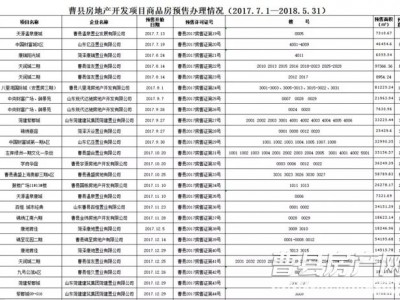 剛剛！曹縣房管局公布48個房產(chǎn)項目預(yù)售證情況！